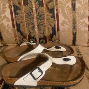 Birkenstock Gizeh Patent Leather Sandals White Women's EU 40 US 9 Regular Width